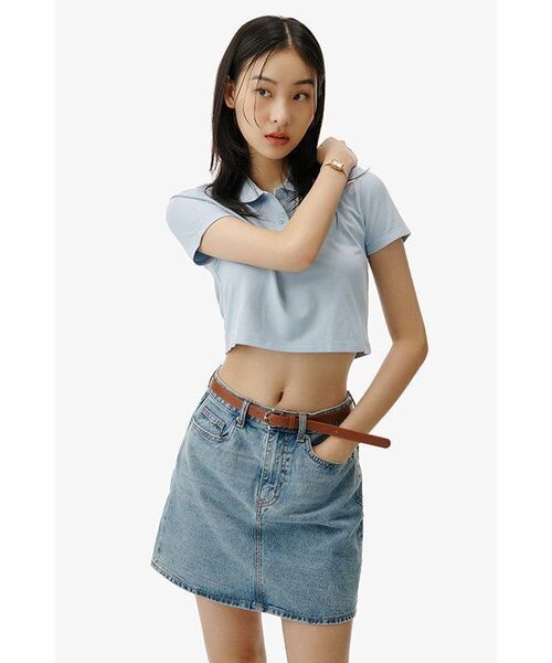 MUSINSA STANDARD WOMAN(ムシンサスタンダードウーマン)の「レディースデニムミニスカート【ライトインディゴ】(スカート・レディース・その他・X-SMALL/SMALL/MEDIUM/LARGE)」の20枚目の写真