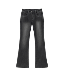 Cat Washed Stitch Bootcut denim pants - BLACK