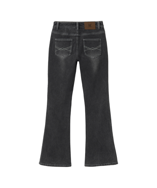 WOOALONG(ウアロン)の「Cat Washed Stitch Bootcut denim pants - BLACK(デニムパンツ・レディース・ブラック・SMALL/MEDIUM)」の2枚目の写真