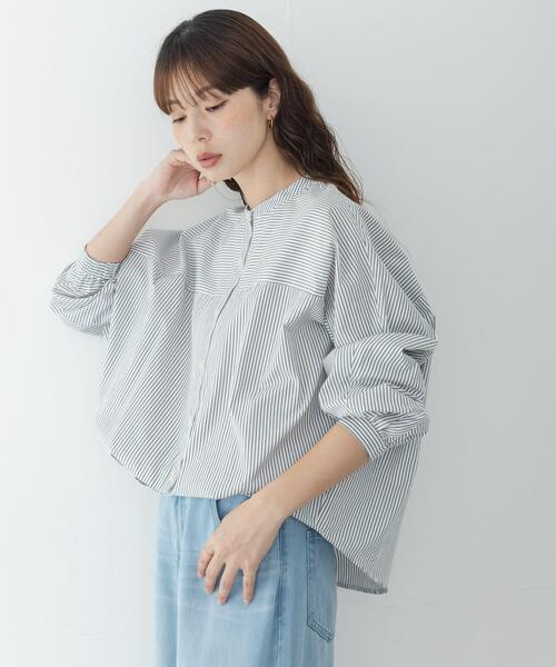 URBAN RESEARCH Sonny Label(アーバンリサーチサニーレーベル)の「『WEB限定』フロントタックバンドカラーシャツ(シャツ/ブラウス・レディース・ブルー/ライトベージュ/ホワイト系その他/ホワイト/ドット・FREE)」の6枚目の写真