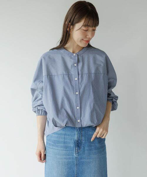 WEB限定』フロントタックバンドカラーシャツ（シャツ/ブラウス