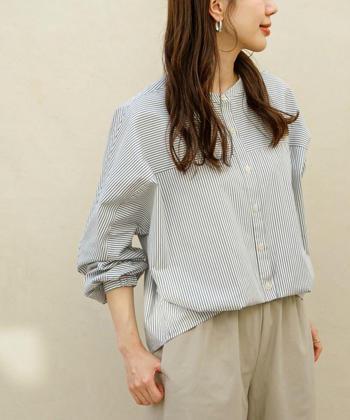 WEB限定』フロントタックバンドカラーシャツ（シャツ/ブラウス