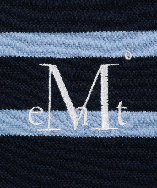 MUCENT(ムセント)の「ダリアストライプカラー半袖Tシャツ(ポロシャツ・レディース・ネイビー・FREE)」の4枚目の写真