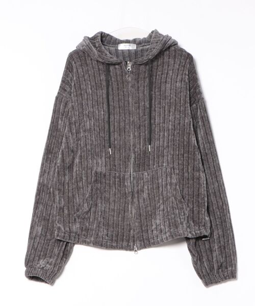a.p.o.v.(エーピーオービー)の「a.p.o.v. ベルベットタッチケーブルテイストリブニットオーバーサイズジップアップパーカー(パーカー・メンズ・チャコール/ブラウン/ブラック・ONESIZE)」の11枚目の写真