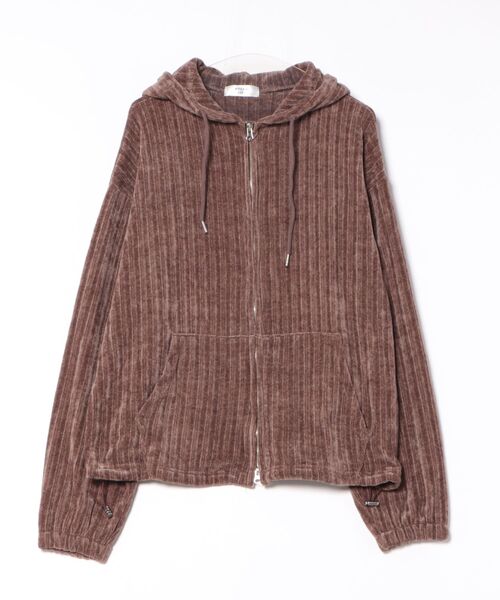 a.p.o.v.(エーピーオービー)の「a.p.o.v. ベルベットタッチケーブルテイストリブニットオーバーサイズジップアップパーカー(パーカー・メンズ・チャコール/ブラウン/ブラック・ONESIZE)」の6枚目の写真