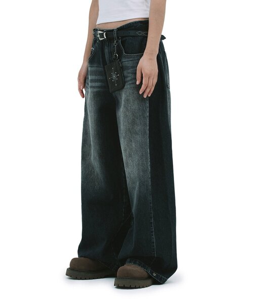 DEFGARMENTS(デフグラメンツ)の「【DEFGARMENTS】CAT BLUSH WIDE PANTS(その他パンツ・レディース・ブラック・LARGE)」の1枚目の写真