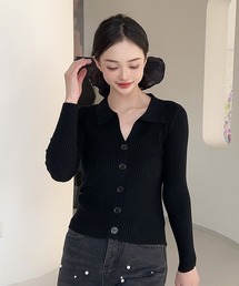 【Jasmine】シャツ風リブカーディガン