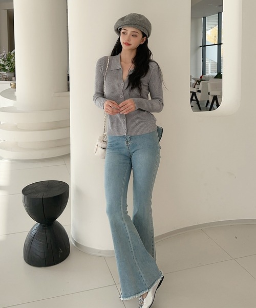 Jasmine Grandiflorum(ジャスミングランディフローラム)の「【Jasmine】シャツ風リブカーディガン(カーディガン/ボレロ・レディース・グレー/ブルー/ブラック/ライトベージュ・FREE)」の11枚目の写真