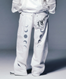 STRAP BELTED FAUX LEATHER PANTS WHITE