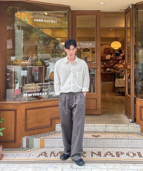BASEMOMENT(ベースモーメント)の「ベルリンツーピンタックワイドチノパンツセージグレー(その他パンツ・メンズ・その他・LARGE/X-LARGE/MEDIUM)」の6枚目の写真