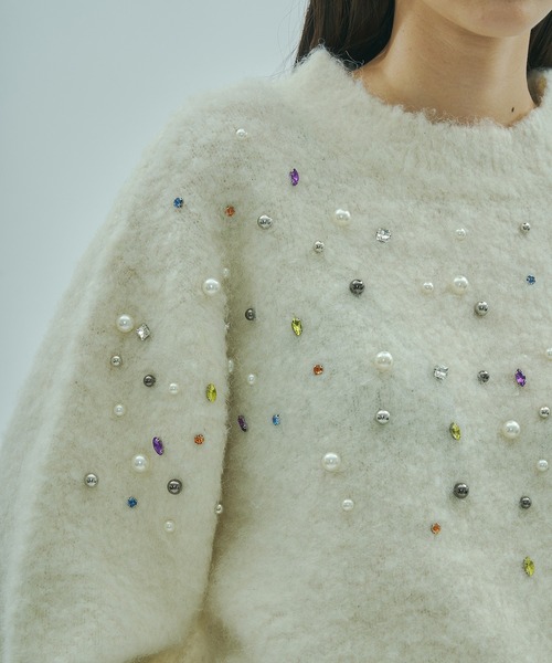 ROSE BUD(ローズバッド)の「BIJOUX KNIT PULLOVER(ニット/セーター・レディース・ホワイト/ブラック・ONE SIZE)」の9枚目の写真