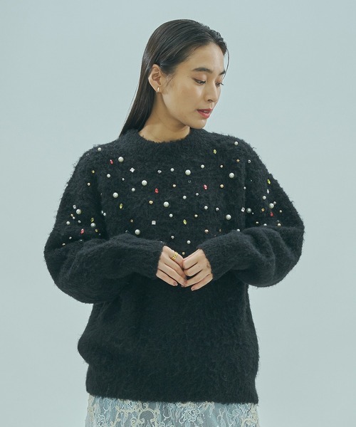 ROSE BUD(ローズバッド)の「BIJOUX KNIT PULLOVER(ニット/セーター・レディース・ホワイト/ブラック・ONE SIZE)」の10枚目の写真