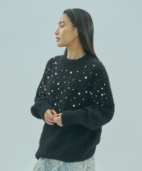 ROSE BUD(ローズバッド)の「BIJOUX KNIT PULLOVER(ニット/セーター・レディース・ホワイト/ブラック・ONE SIZE)」の12枚目の写真