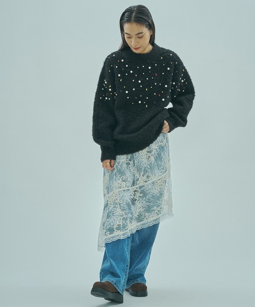 ROSE BUD(ローズバッド)の「BIJOUX KNIT PULLOVER(ニット/セーター・レディース・ホワイト/ブラック・ONE SIZE)」の13枚目の写真