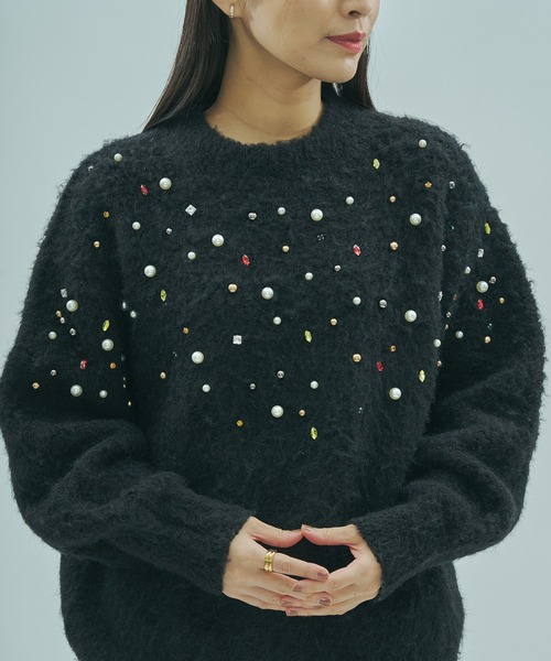 ROSE BUD(ローズバッド)の「BIJOUX KNIT PULLOVER(ニット/セーター・レディース・ホワイト/ブラック・ONE SIZE)」の16枚目の写真