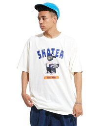 グレー スケーター 半袖Tシャツ アイボリー