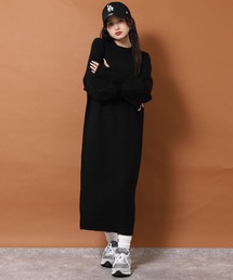 フィンガーホール メランジ ニットワンピース