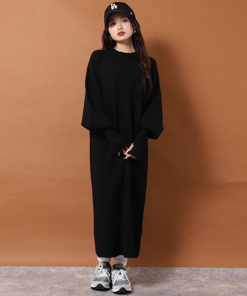ANAP(アナップ)の「フィンガーホール メランジ ニットワンピース(ワンピース・レディース・アイボリー/ブラック/ブラウン・F)」の20枚目の写真