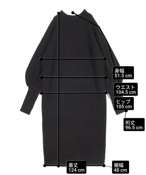 ANAP(アナップ)の「フィンガーホール メランジ ニットワンピース(ワンピース・レディース・アイボリー/ブラック/ブラウン・F)」の4枚目の写真