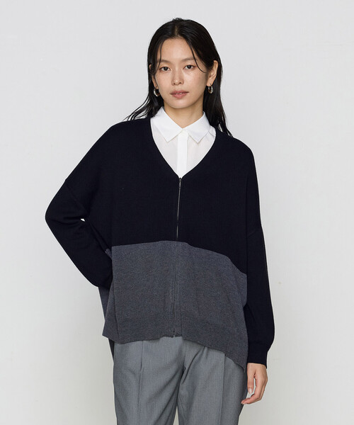 COMME CA(コムサ)の「〔 TALLサイズ 〕 ウール混ポリエステル カーディガン(カーディガン/ボレロ・レディース・グレー系その他/ブラック系その他・15号)」の2枚目の写真