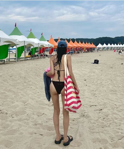 NAKED SURF CLUB(ネイキッドサーフクラブ)の「ソルティストライプビッグバッグ (ピンク)(ショルダーバッグ・レディース・ピンク・FREE)」の5枚目の写真