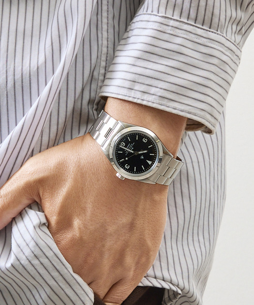 NAVAL WATCH ナバルウォッチ / PNP SV case Thinner 3 Links Metal Strap Black Dial w/White Lume プロデュースバイロウワーケース メカニカル3連メタルバンド腕時計 / FRXF001