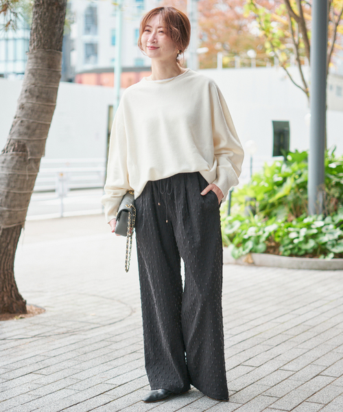 年内お値下げします！スピック アンド スパン　ルーズボートネックプルオーバー 新色有り / 追加2》CHESSルーズボートネックプルオーバー（ニット