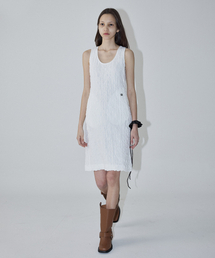 EN OR（エンオール）の「WRINKLED SHIRRING DRESS - WHITE（ワンピース）」