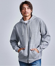 『JEMORGAN LONG JOHNS/ジェーイーモーガンロングジョーンズ』CVCワッフルフルボーダーZIPパーカー【+】