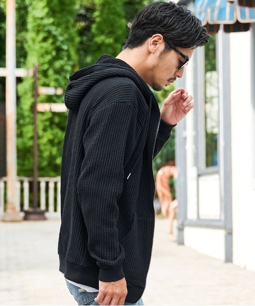 JEMORGAN（ジェーイーモーガン）の「『JEMORGAN LONG JOHNS/ジェーイーモーガンロングジョーンズ』CVCワッフルフルボーダーZIPパーカー【+】（パーカー・メンズ・ネイビー/オートミール/杢グレー/ブラウン/ブラック・XL/L/M）」の22枚目の写真