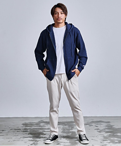 JEMORGAN（ジェーイーモーガン）の「『JEMORGAN LONG JOHNS/ジェーイーモーガンロングジョーンズ』CVCワッフルフルボーダーZIPパーカー【+】（パーカー・メンズ・ネイビー/オートミール/杢グレー/ブラウン/ブラック・XL/L/M）」の6枚目の写真