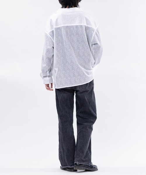 Limited Line Naive Magic(リミテッドラインナイーブマジック)の「【a】〔NAIVE MAGIC〕ルーズサイズ オープンカラー スクエアレースシャツ(シャツ/ブラウス・メンズ・ホワイト/ブラック・MEDIUM/LARGE)」の8枚目の写真