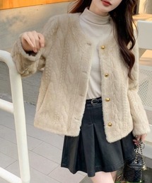 Miniministore（ミニミニストア）の「ノーカラーファージャケットゴールドボタン（ノーカラーコート）」