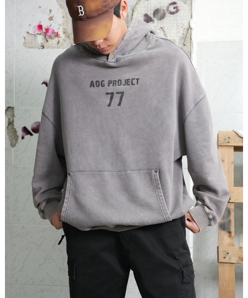 AOG PROJECT(エイオージープロジェクト)の「ヴィンテージ77ロゴウォッシングフードパーカー(ブルーグレー)(パーカー・メンズ・ブルー・MEDIUM/LARGE)」の13枚目の写真
