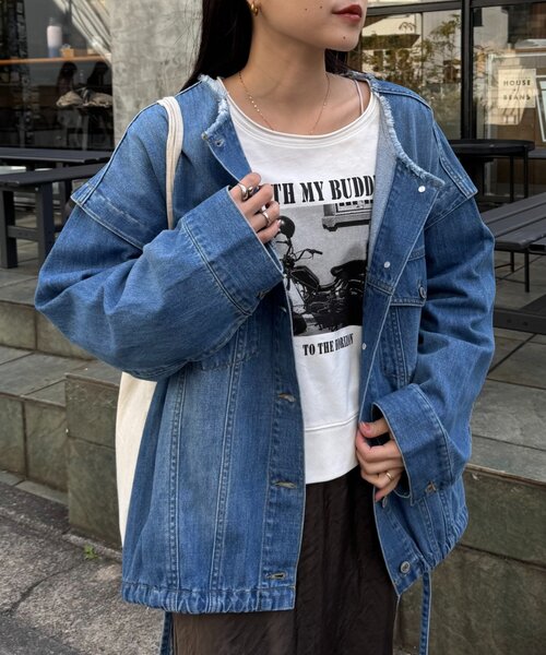 CIAOPANIC TYPY（チャオパニックティピー）の「【アップデート／袖取り外し可能】柔らかデニムジャケット（デニムジャケット・レディース・ブルー/ネイビー・ONE SIZE）」の19枚目の写真