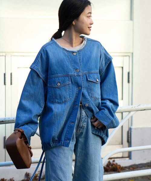 CIAOPANIC TYPY（チャオパニックティピー）の「【アップデート／袖取り外し可能】柔らかデニムジャケット（デニムジャケット・レディース・ブルー/ネイビー・ONE SIZE）」の21枚目の写真