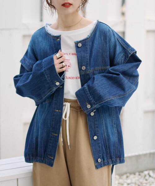 CIAOPANIC TYPY（チャオパニックティピー）の「【アップデート／袖取り外し可能】柔らかデニムジャケット（デニムジャケット・レディース・ブルー/ネイビー・ONE SIZE）」の16枚目の写真