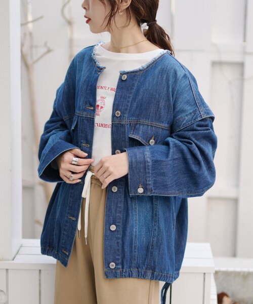 セール】【アップデート／袖取り外し可能】柔らかデニムジャケット