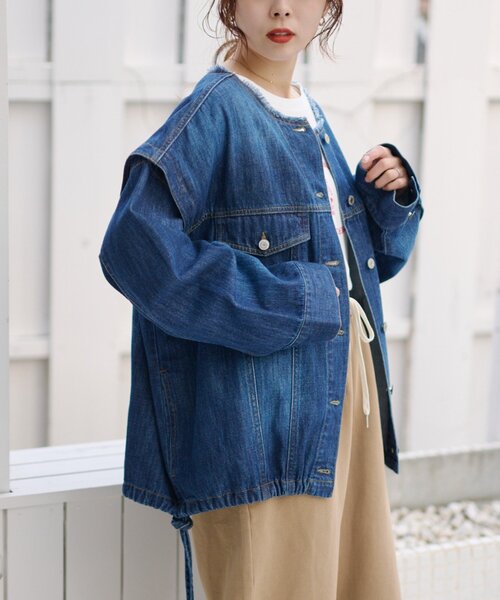 CIAOPANIC TYPY（チャオパニックティピー）の「【アップデート／袖取り外し可能】柔らかデニムジャケット（デニムジャケット・レディース・ブルー/ネイビー・ONE SIZE）」の13枚目の写真