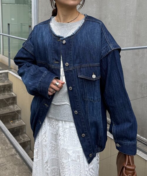 CIAOPANIC TYPY（チャオパニックティピー）の「【アップデート／袖取り外し可能】柔らかデニムジャケット（デニムジャケット・レディース・ブルー/ネイビー・ONE SIZE）」の11枚目の写真