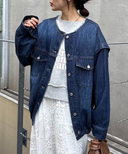 CIAOPANIC TYPY（チャオパニックティピー）の「【アップデート／袖取り外し可能】柔らかデニムジャケット（デニムジャケット・レディース・ブルー/ネイビー・ONE SIZE）」の10枚目の写真