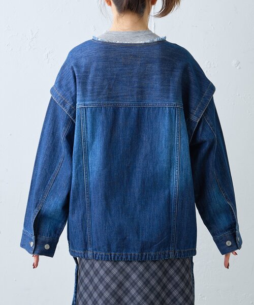 CIAOPANIC TYPY（チャオパニックティピー）の「【アップデート／袖取り外し可能】柔らかデニムジャケット（デニムジャケット・レディース・ブルー/ネイビー・ONE SIZE）」の3枚目の写真