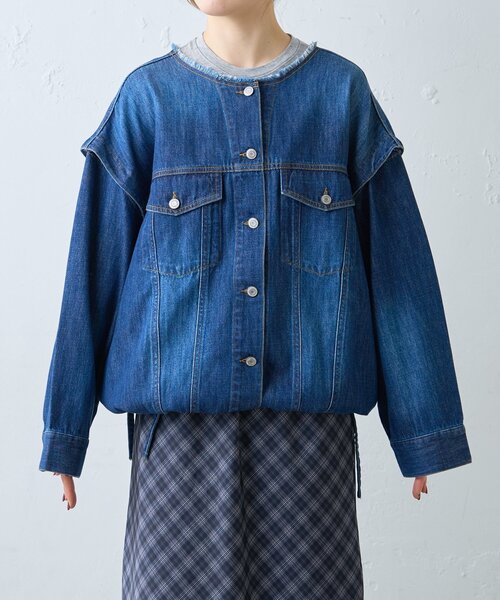 CIAOPANIC TYPY（チャオパニックティピー）の「【アップデート／袖取り外し可能】柔らかデニムジャケット（デニムジャケット・レディース・ブルー/ネイビー・ONE SIZE）」の4枚目の写真