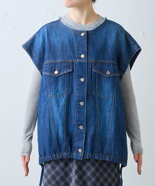 CIAOPANIC TYPY（チャオパニックティピー）の「【アップデート／袖取り外し可能】柔らかデニムジャケット（デニムジャケット・レディース・ブルー/ネイビー・ONE SIZE）」の10枚目の写真