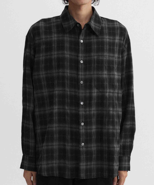 本ピッグダイングチェックシャツ（ブラック）