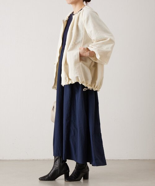 BEARDSLEY（ビアズリー）の「ギャザーブルゾン（ノーカラージャケット・レディース・ブラック/アイボリー・FREE）」の14枚目の写真