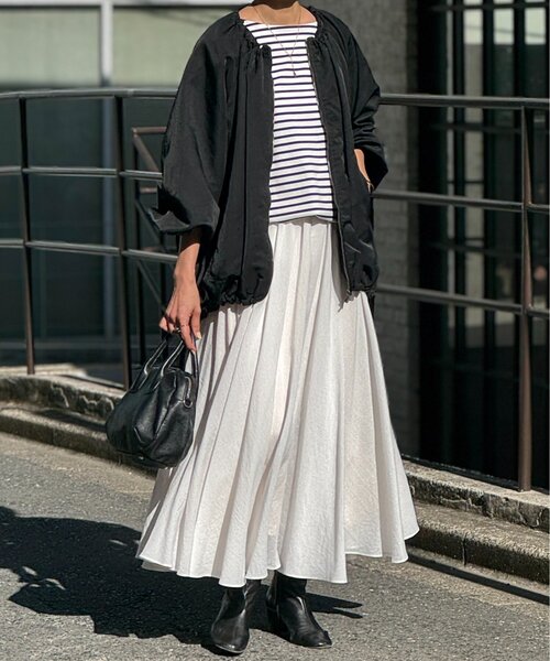 BEARDSLEY（ビアズリー）の「ギャザーブルゾン（ノーカラージャケット・レディース・ブラック/アイボリー・FREE）」の19枚目の写真