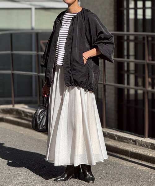 BEARDSLEY（ビアズリー）の「ギャザーブルゾン（ノーカラージャケット・レディース・ブラック/アイボリー・FREE）」の20枚目の写真