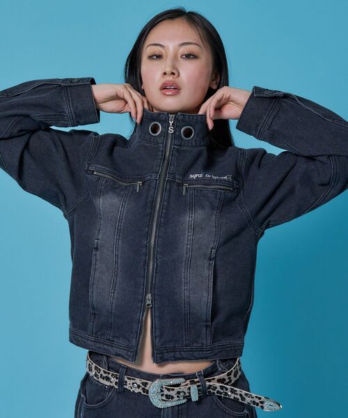 SEQUENZ(シークエンズ)の「※WEB限定 / セットアップ対応 / アイレットショートデニムジャケット / sqnz eyelet short denim jacket(ブルゾン・レディース・ブラック/ブルー/ベージュ系その他3・MEDIUM/SMALL)」の7枚目の写真