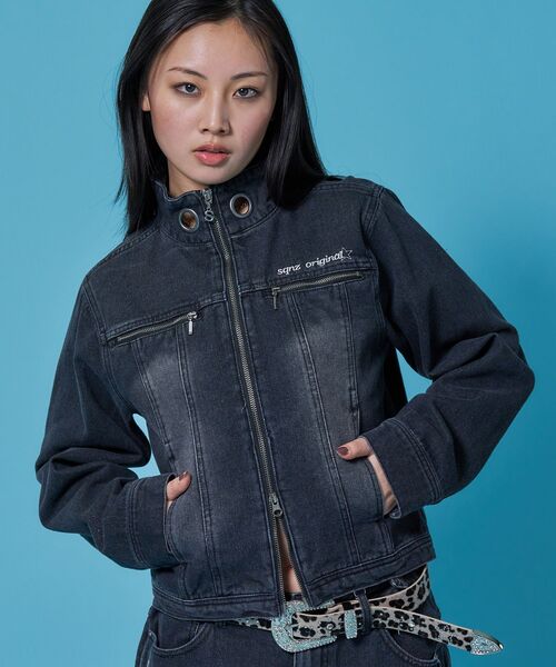 SEQUENZ(シークエンズ)の「※WEB限定 / セットアップ対応 / アイレットショートデニムジャケット / sqnz eyelet short denim jacket(ブルゾン・レディース・ブラック/ブルー/ベージュ系その他3・MEDIUM/SMALL)」の13枚目の写真